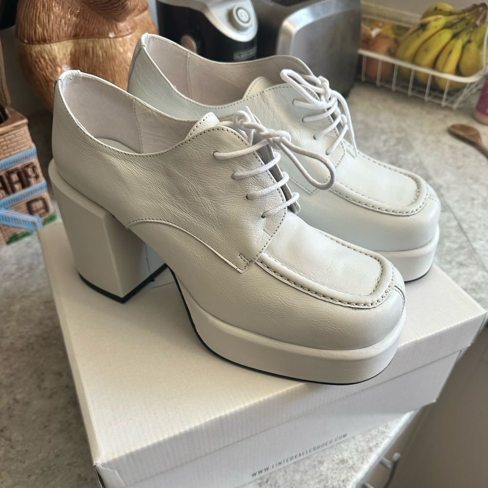 L’Intervalle BNIB White Leather Platform Oxford Shoes Size 9/9.5 40